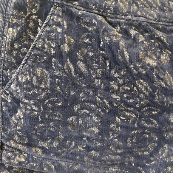 Abercrombie & Fitch Navy Blue Corduroy Gold Rose Floral Shorts Hi Rise Size 30 - Picture 2 of 8